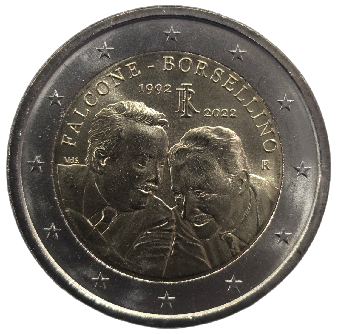 2 euros conmemorativa 30 aniversario de la muerte de los jueces Giovanni Falcone y Paolo Borsellino